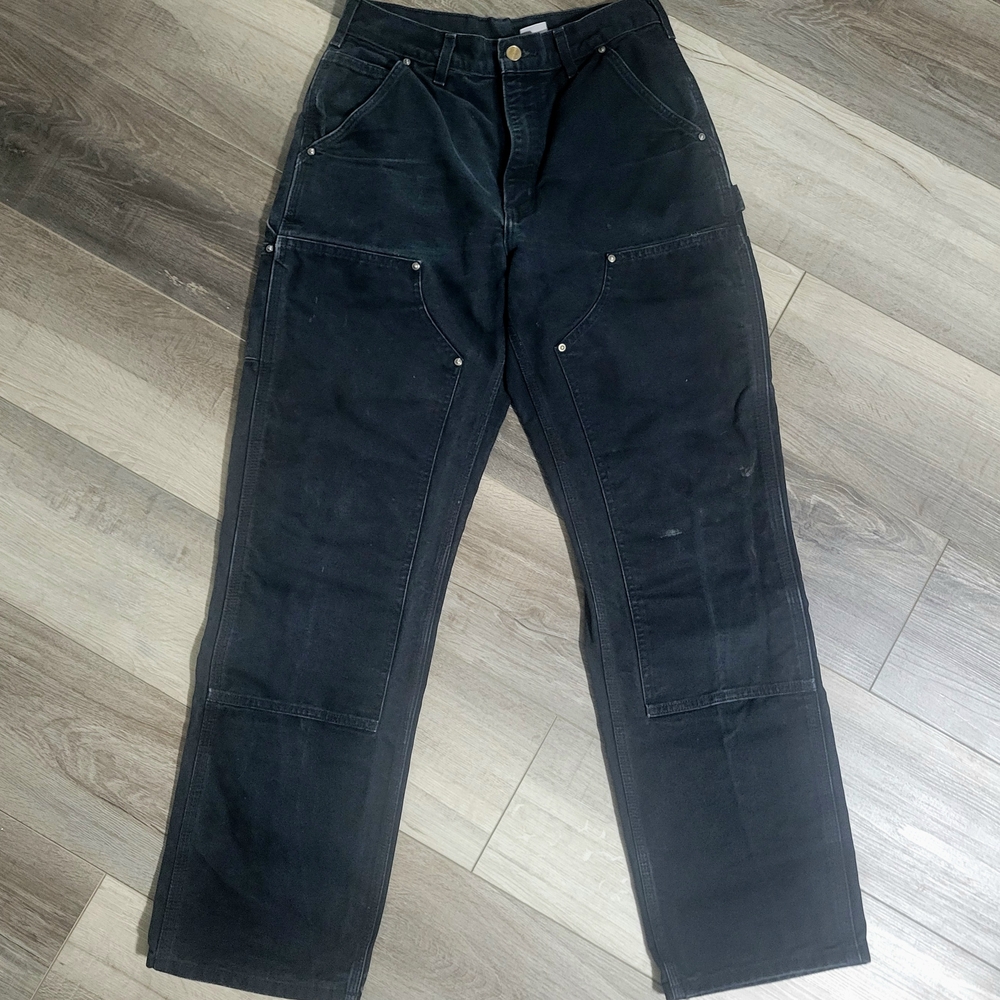Carhartt Double Knee Work Pants – Black Canvas – Made in USA – 29x31 Actual Size